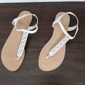 White Sandals with Silver Detail